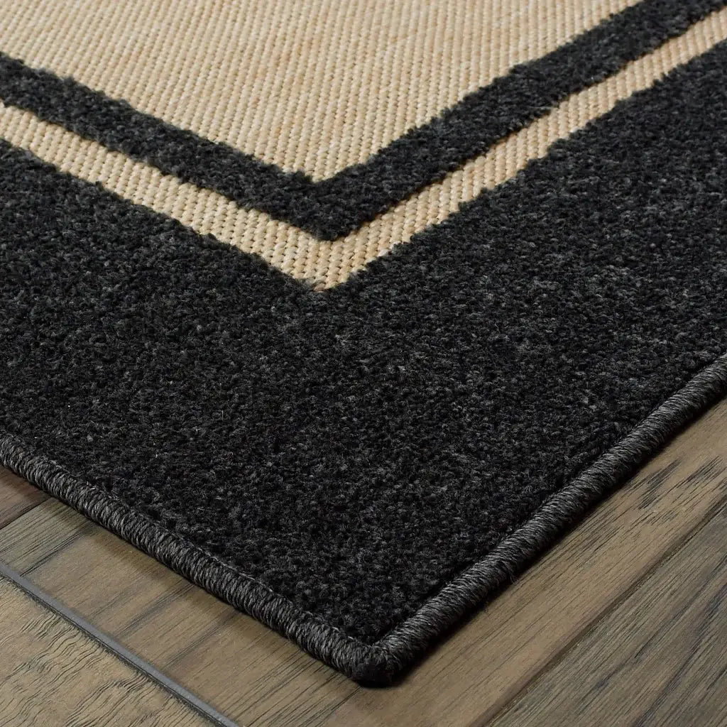 2' X 8' Beige and Black Indoor Outdoor Area Rug - Homeroots - Flyclothing LLC