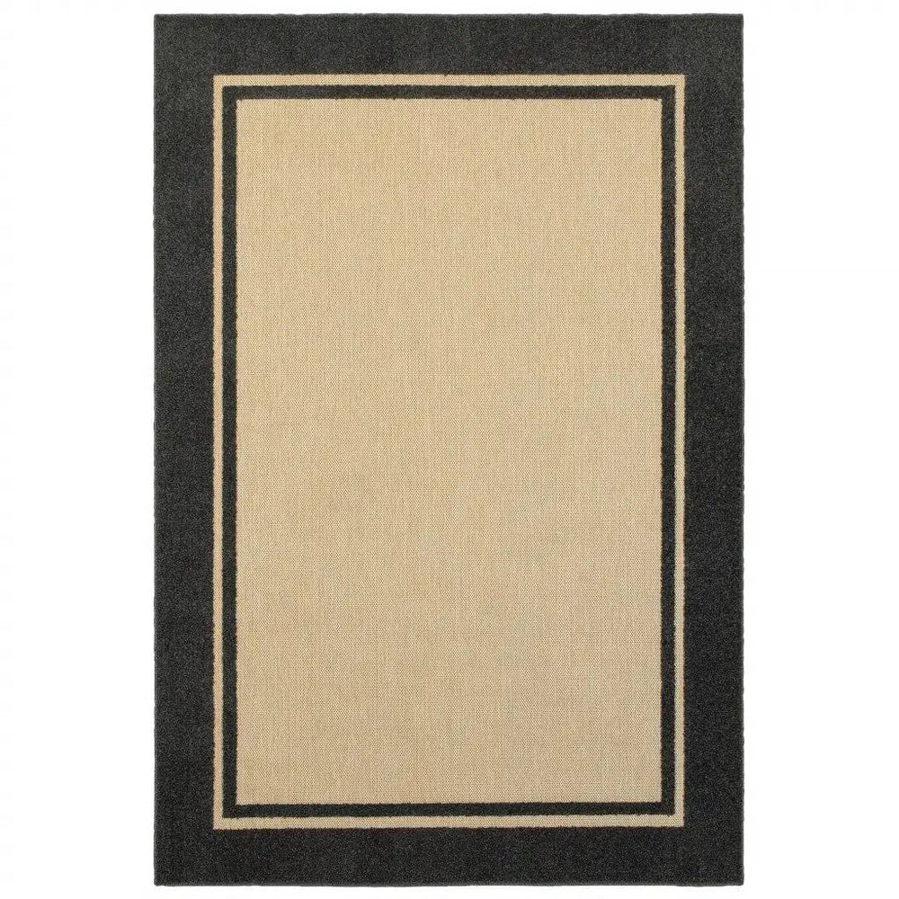 4' X 5' Beige and Black Indoor Outdoor Area Rug - Homeroots