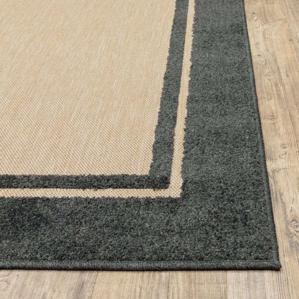 4' X 5' Beige and Black Indoor Outdoor Area Rug - Homeroots - Flyclothing LLC