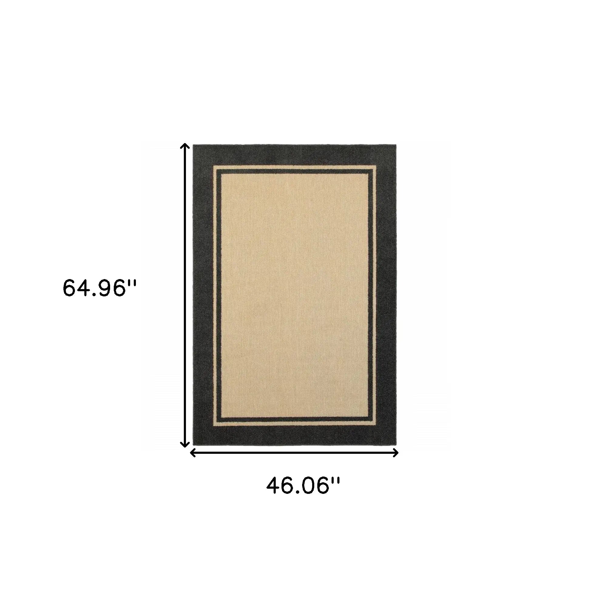 4' X 5' Beige and Black Indoor Outdoor Area Rug - Homeroots - Flyclothing LLC