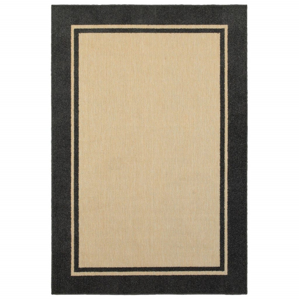 Beige and Black Indoor Outdoor Area Rug - Homeroots