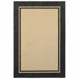 Beige and Black Indoor Outdoor Area Rug - Homeroots
