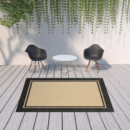 Beige and Black Indoor Outdoor Area Rug - Homeroots - Flyclothing LLC