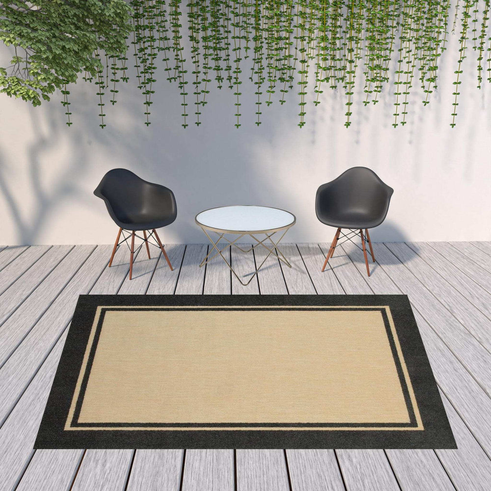 Beige and Black Indoor Outdoor Area Rug - Homeroots - Flyclothing LLC