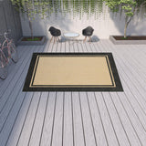 Beige and Black Indoor Outdoor Area Rug - Homeroots