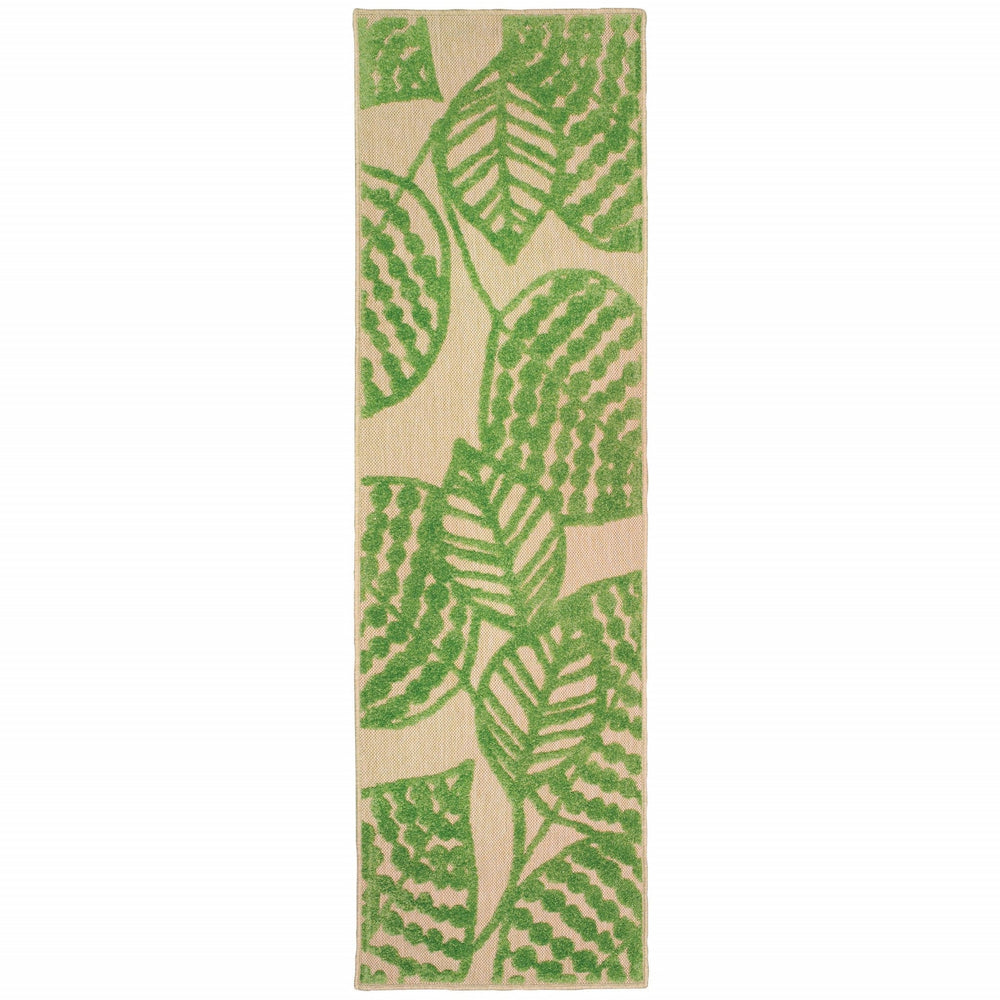 Green Floral Indoor Outdoor Area Rug - Homeroots