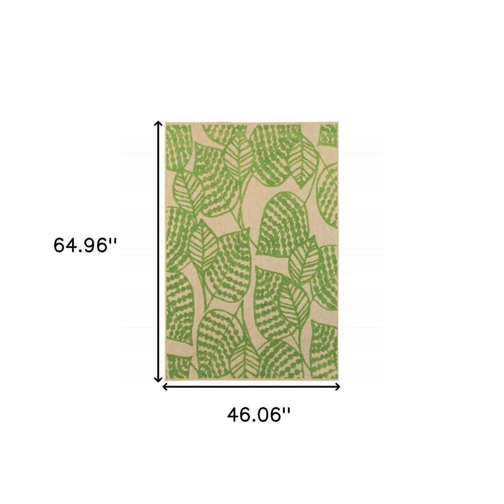 Green Floral Indoor Outdoor Area Rug - Homeroots - Flyclothing LLC