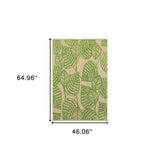 Green Floral Indoor Outdoor Area Rug - Homeroots