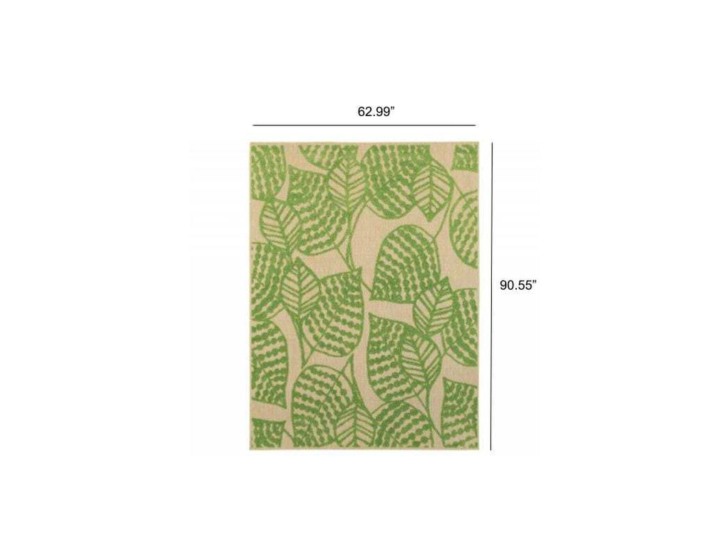 Green Floral Indoor Outdoor Area Rug - Homeroots - Flyclothing LLC