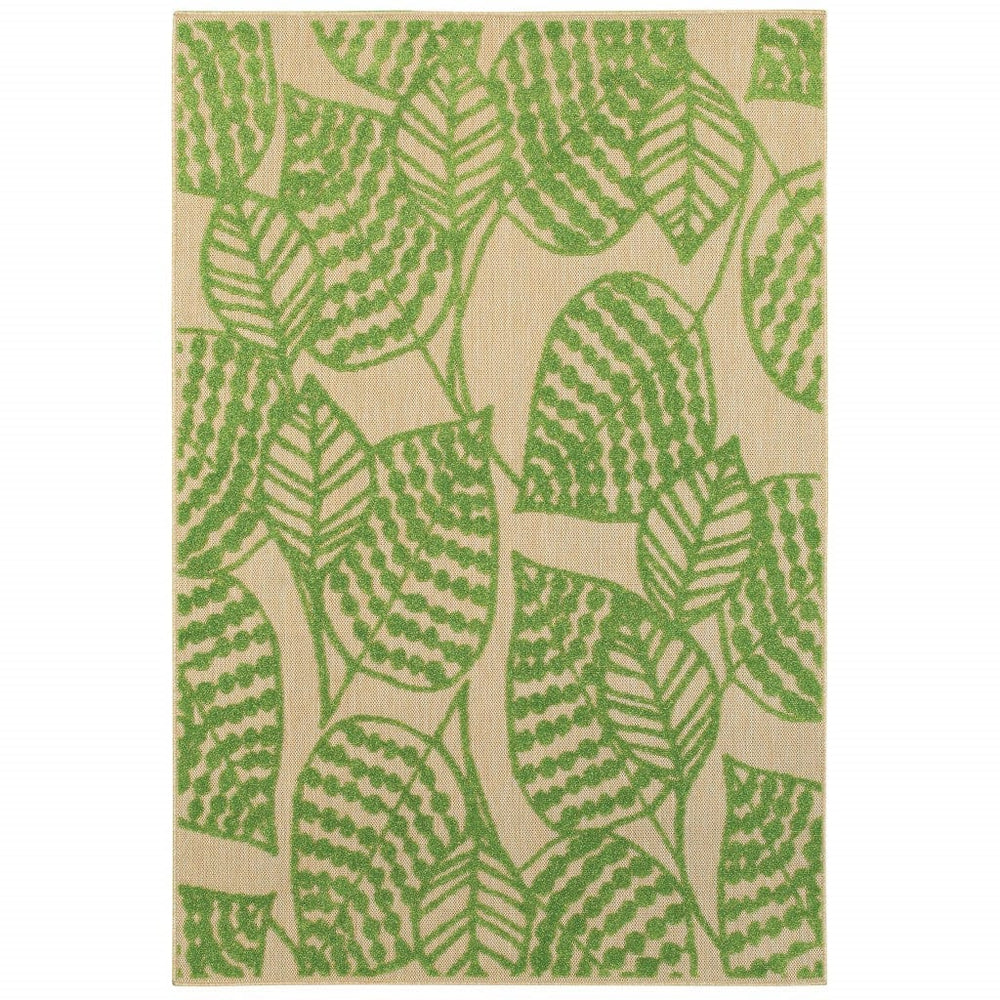 Green Floral Indoor Outdoor Area Rug - Homeroots