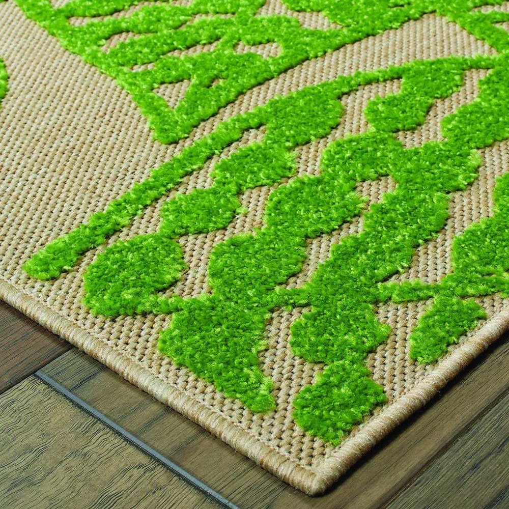 Green Floral Indoor Outdoor Area Rug - Homeroots - Flyclothing LLC