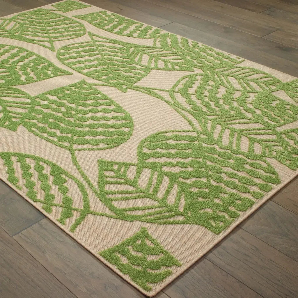 Green Floral Indoor Outdoor Area Rug - Homeroots - Flyclothing LLC