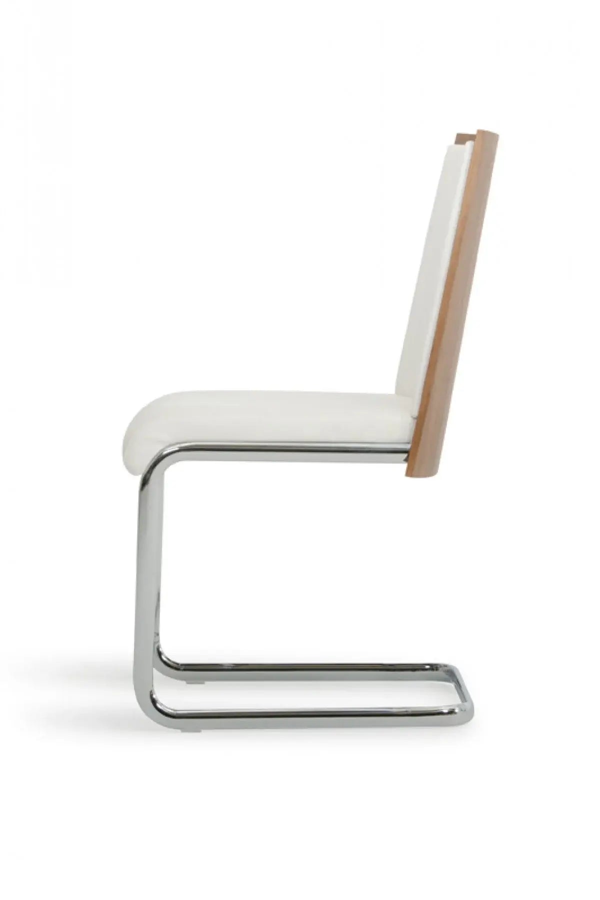 Set Of 2 Modern White Faux Leather And Walnut Finish Dining Chairs - Homeroots - Flyclothing LLC