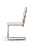 Set Of 2 Modern White Faux Leather And Walnut Finish Dining Chairs - Homeroots