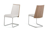 Set Of 2 Modern White Faux Leather And Walnut Finish Dining Chairs - Homeroots - Flyclothing LLC
