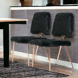 Set Of 2 Gold Black Fabric Solid Back Dining Chairs - Homeroots - Flyclothing LLC