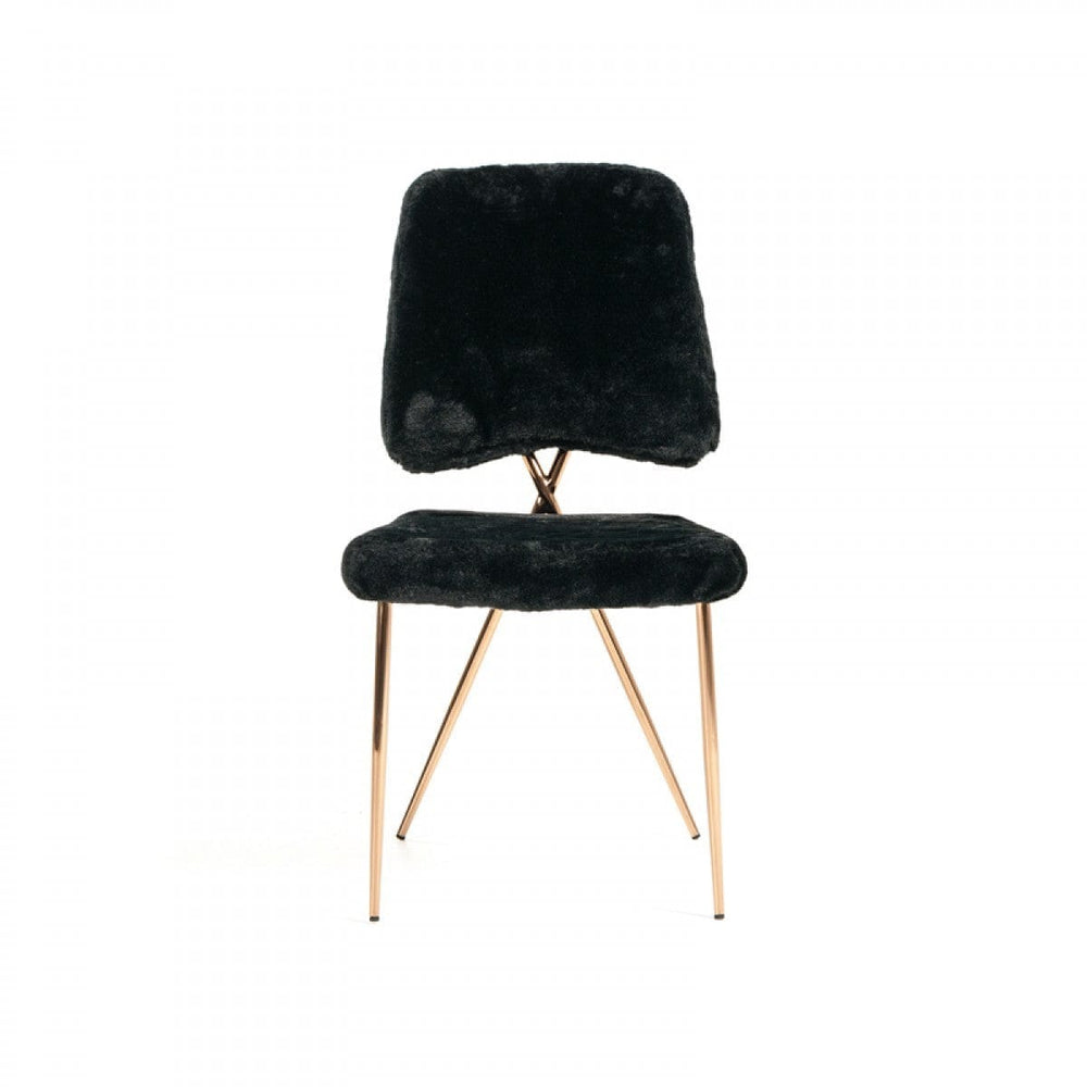Set Of 2 Gold Black Fabric Solid Back Dining Chairs - Homeroots