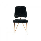 Set Of 2 Gold Black Fabric Solid Back Dining Chairs - Homeroots