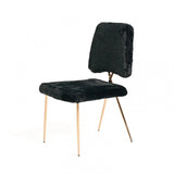 Set Of 2 Gold Black Fabric Solid Back Dining Chairs - Homeroots