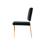 Set Of 2 Gold Black Fabric Solid Back Dining Chairs - Homeroots