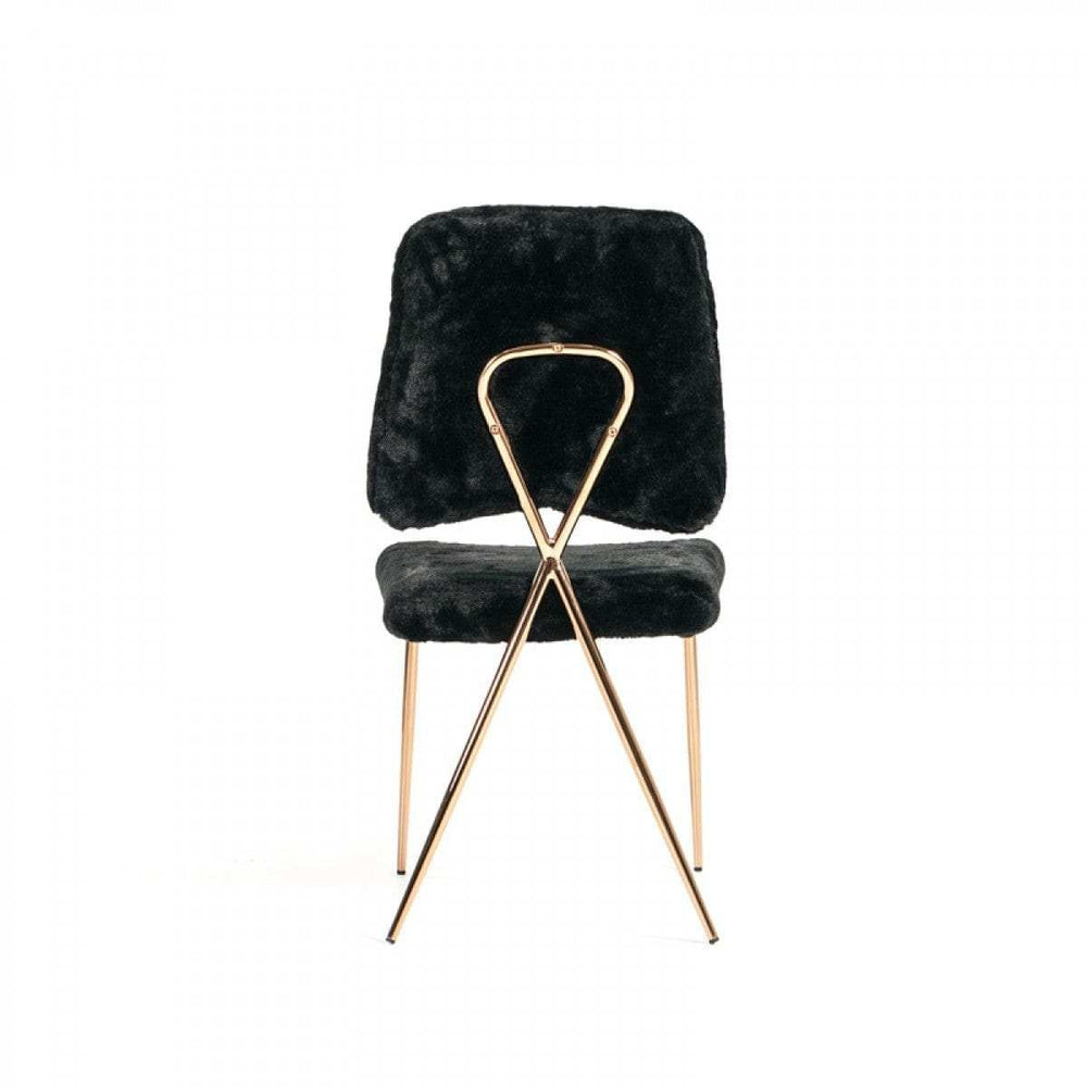 Set Of 2 Gold Black Fabric Solid Back Dining Chairs - Homeroots - Flyclothing LLC