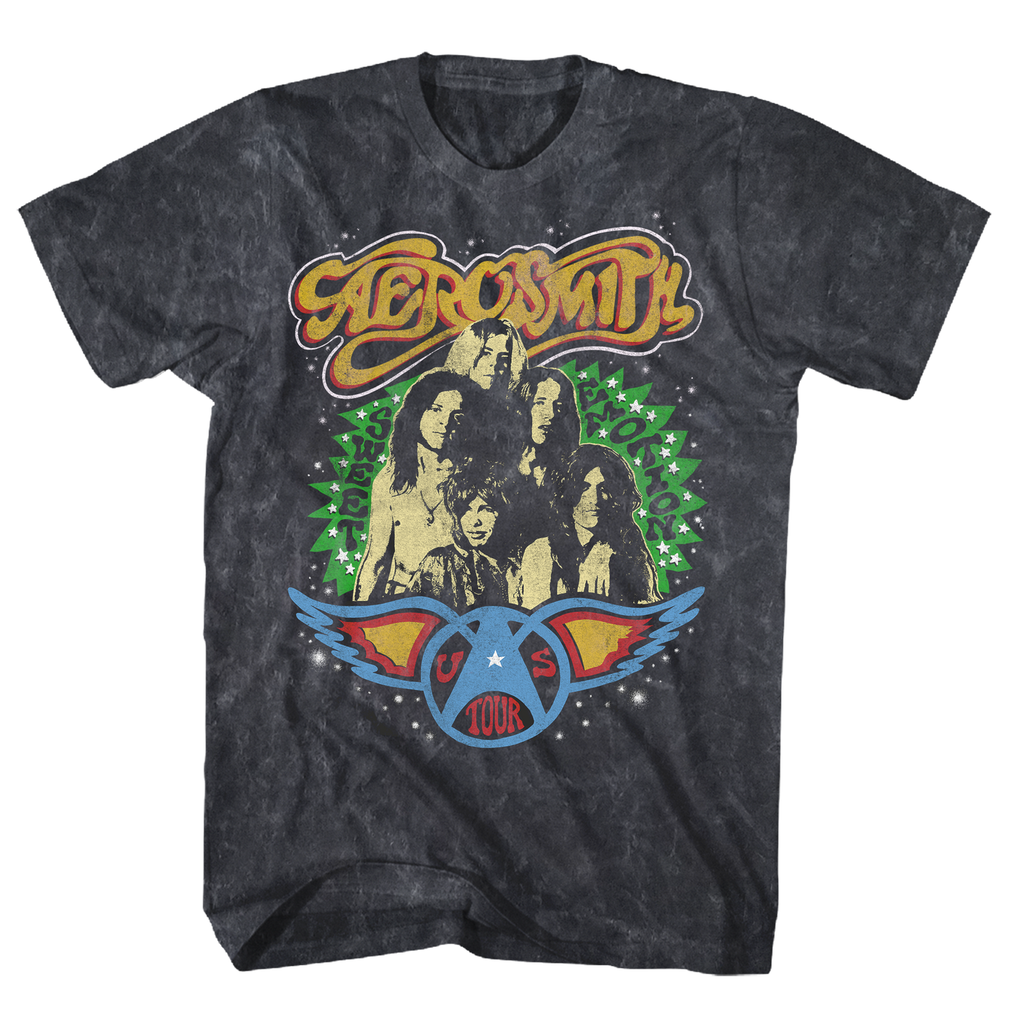 AEROSMITH SWEET EMOTION US TOUR BLACK MINERAL WASH TEE