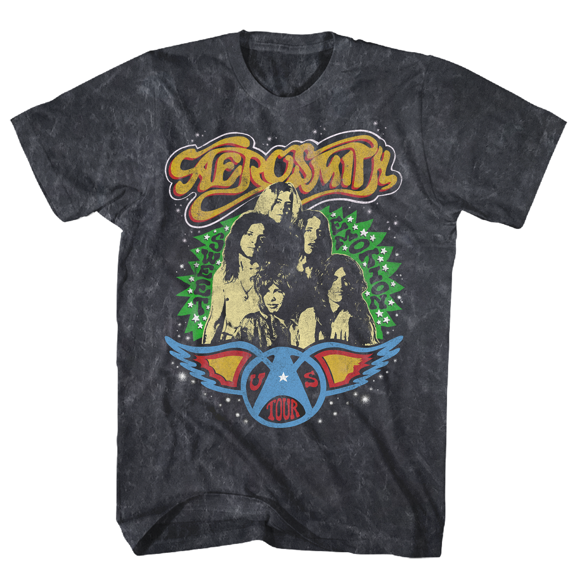 AEROSMITH SWEET EMOTION US TOUR BLACK MINERAL WASH TEE