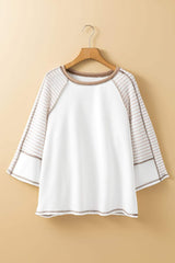 Striped Round Neck Raglan Sleeve Top - Trendsi - Flyclothing LLC