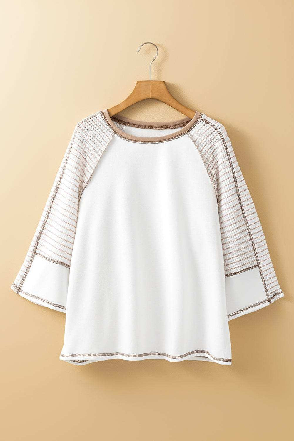 Striped Round Neck Raglan Sleeve Top - Trendsi - Flyclothing LLC