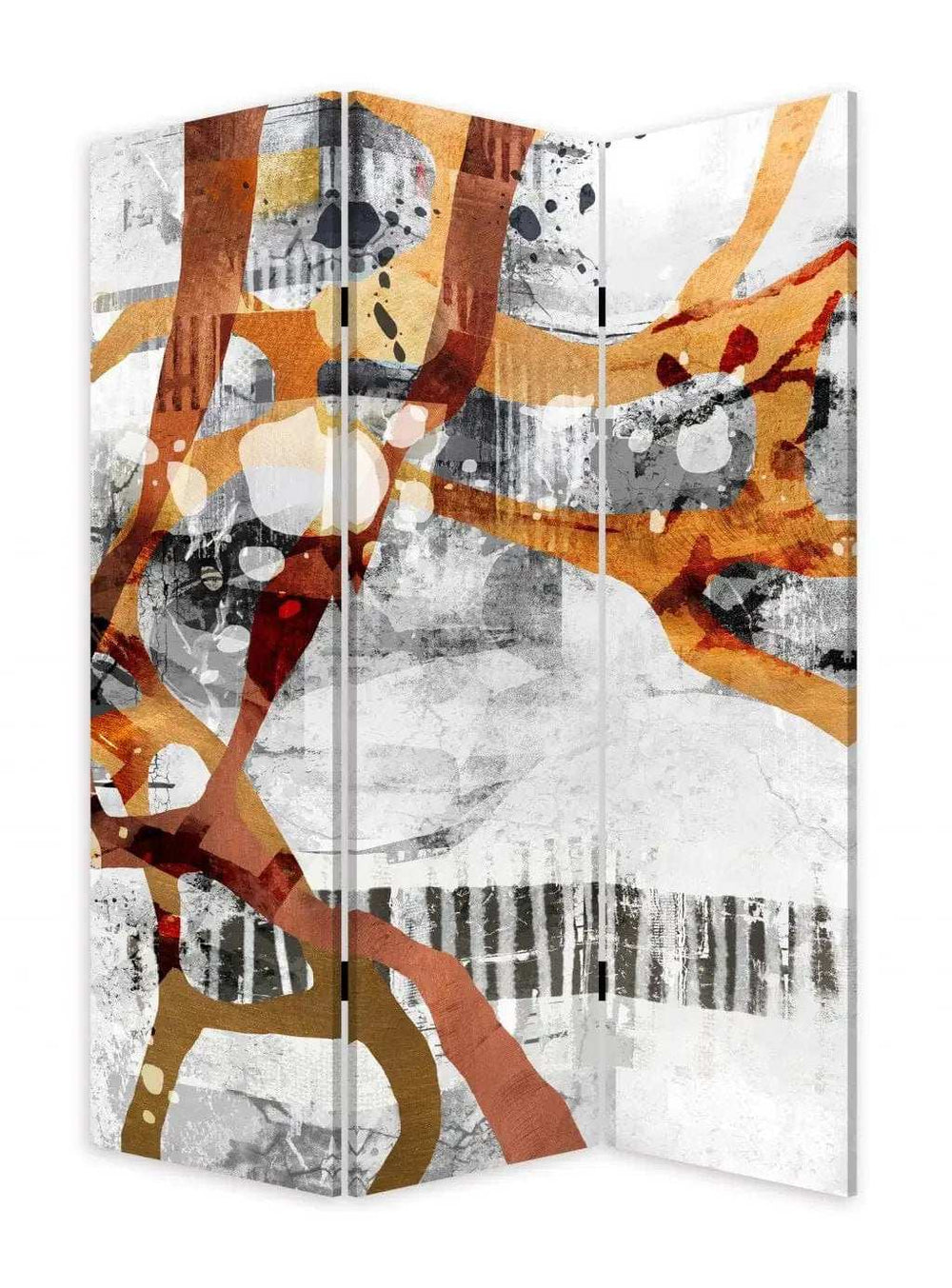 Contemporary Abstract Art Three Panel Room Divider Screen - Homeroots - Flyclothing LLC