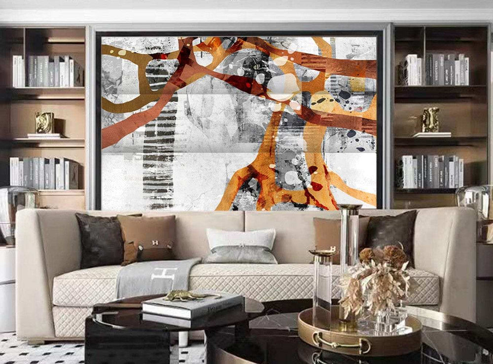 Contemporary Abstract Art Three Panel Room Divider Screen - Homeroots - Flyclothing LLC