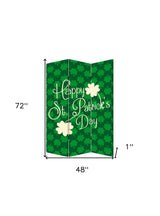 72" Green and White CanvasFolding Three Panel Screen Room Divider - Homeroots - Flyclothing LLC