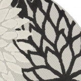 4' Round Black And White Round Floral Indoor Outdoor Area Rug - Homeroots - Flyclothing LLC