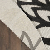 4' Round Black And White Round Floral Indoor Outdoor Area Rug - Homeroots - Flyclothing LLC