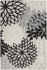 6' X 9' Black And White Floral Indoor Outdoor Area Rug - Homeroots - Flyclothing LLC