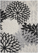 7' X 10' Black White Floral Indoor Outdoor Area Rug - Homeroots - Flyclothing LLC