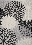 7' X 10' Black White Floral Indoor Outdoor Area Rug - Homeroots - Flyclothing LLC