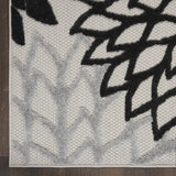 7' X 10' Black White Floral Indoor Outdoor Area Rug - Homeroots - Flyclothing LLC