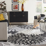 8' X 11' Black And White Floral Indoor Outdoor Area Rug - Homeroots - Flyclothing LLC