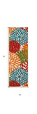 6' Runner Ivory Blue and Orange Floral Indoor Outdoor Area Rug - Homeroots