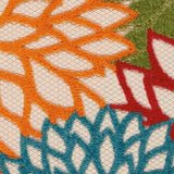 6' Runner Ivory Blue and Orange Floral Indoor Outdoor Area Rug - Homeroots