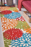 2' X 10' Green And Ivory Floral Indoor Outdoor Area Rug - Homeroots