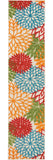 12' Runner Green And Ivory Floral Indoor Outdoor Runner Rug - Homeroots