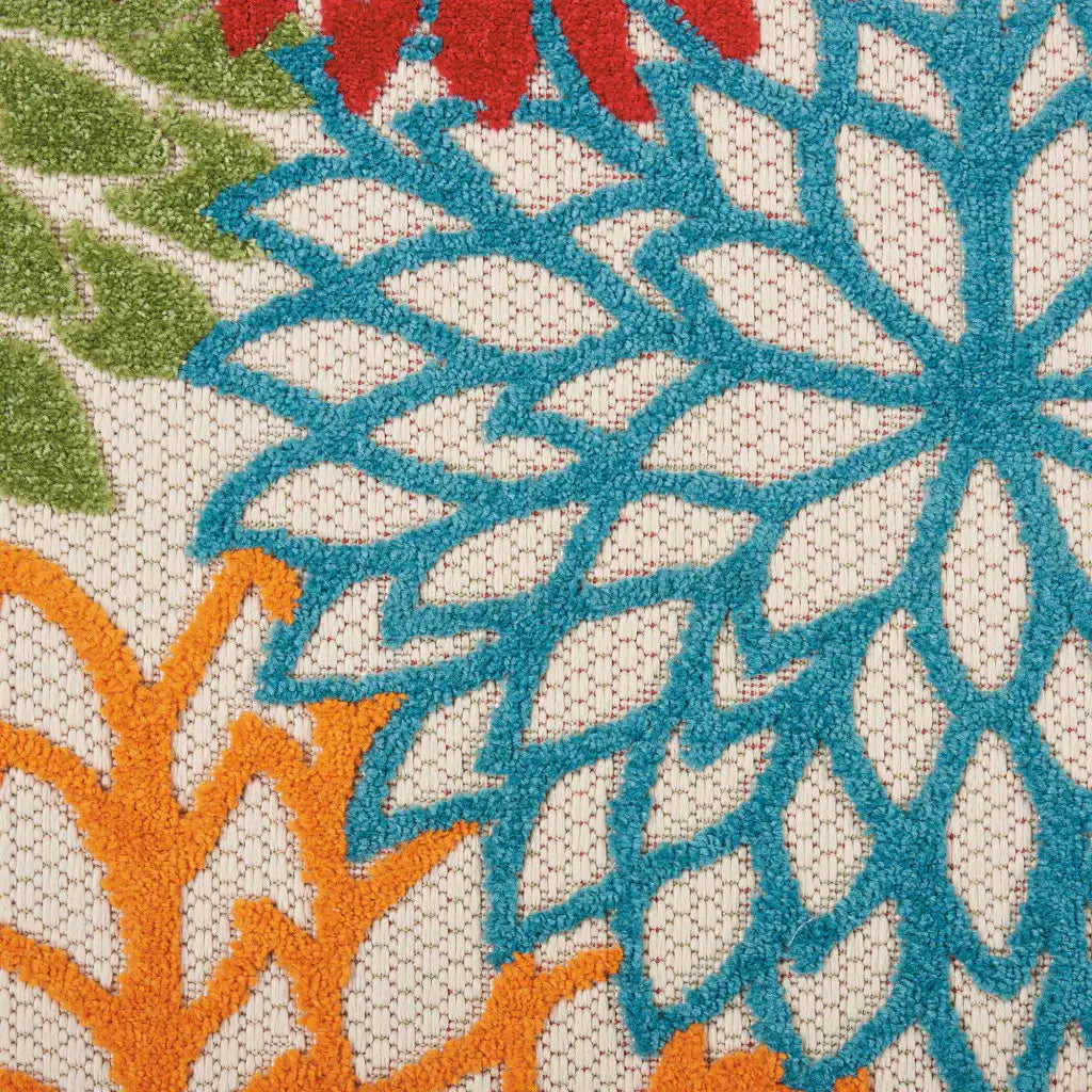 2' X 8' Green And Ivory Floral Indoor Outdoor Area Rug - Homeroots - Flyclothing LLC