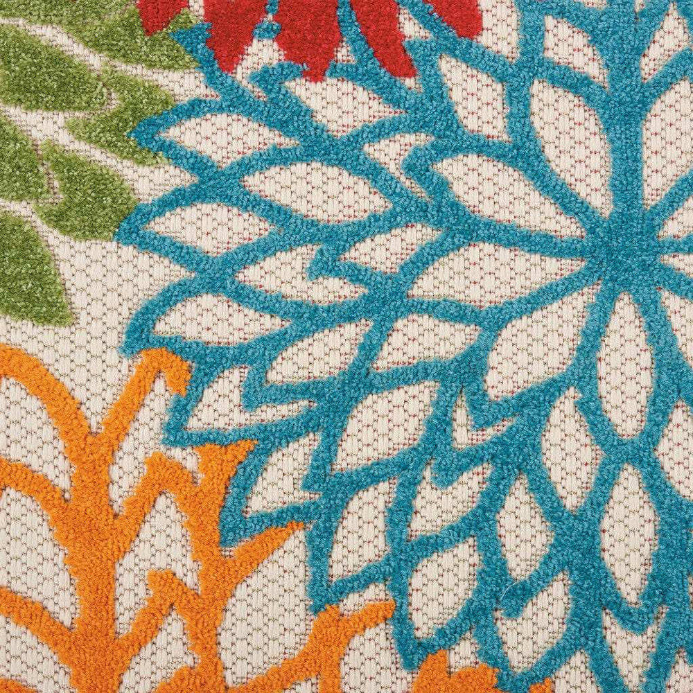 2' X 8' Green And Ivory Floral Indoor Outdoor Area Rug - Homeroots - Flyclothing LLC