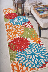 2' X 8' Green And Ivory Floral Indoor Outdoor Area Rug - Homeroots - Flyclothing LLC