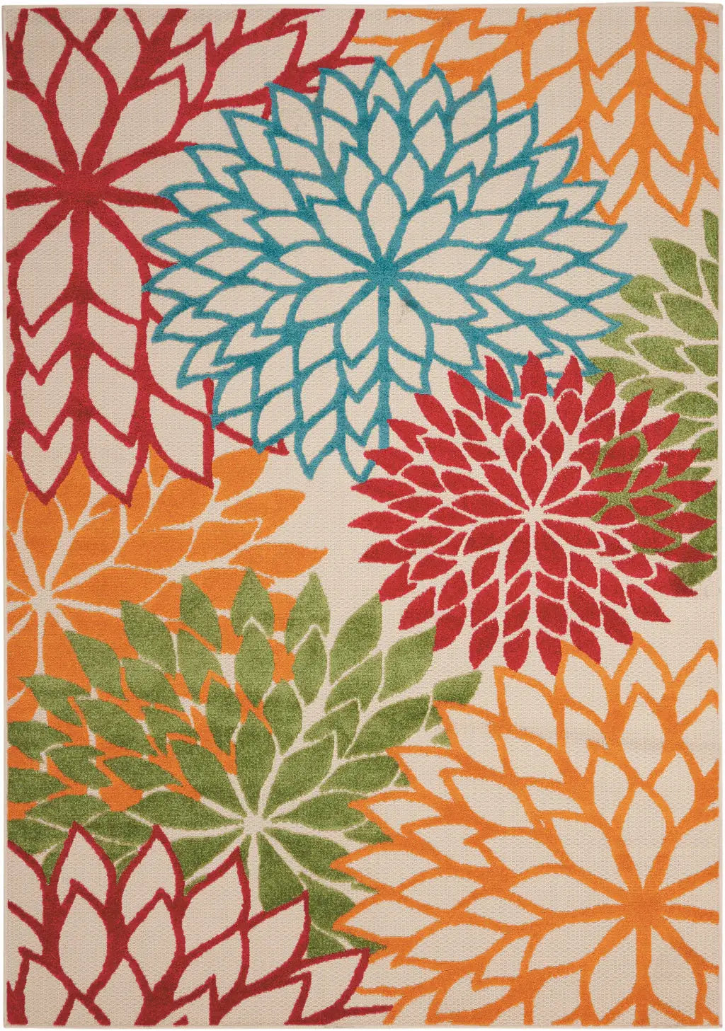 4' X 6' Green And Ivory Floral Indoor Outdoor Area Rug - Homeroots - Flyclothing LLC