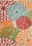 4' X 6' Green And Ivory Floral Indoor Outdoor Area Rug - Homeroots - Flyclothing LLC