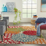 4' X 6' Green And Ivory Floral Indoor Outdoor Area Rug - Homeroots - Flyclothing LLC