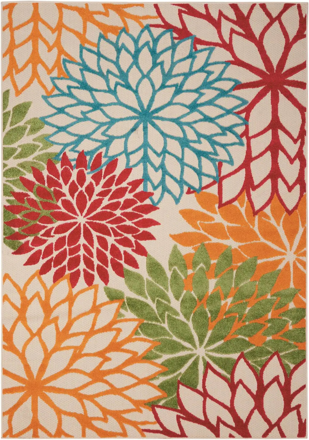 4' X 6' Green And Ivory Floral Indoor Outdoor Area Rug - Homeroots - Flyclothing LLC